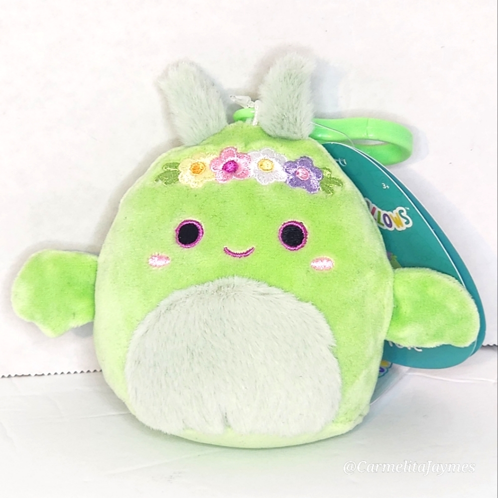 TOVE 🦋 Mint Green Moth Man w Flower Crown Clip Original Squishmallow ☆》NWT《☆